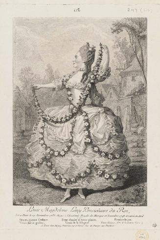 Gallerie des Modes et Costumes Français. 39e Cahier (bis) des Costumes Français, 34e Suite d'Habillemens les plus à la mode.  247(bis), "Louis Magdelene Lany..."
