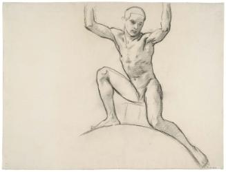 Sketch for Cartouche over Prometheus - Youth Kneeling - (MFA Rotunda)