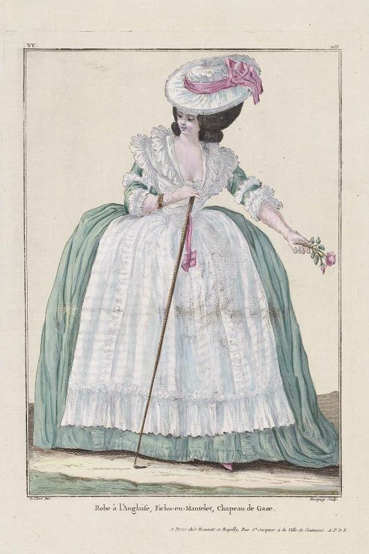 Gallerie des Modes et Costumes Français. 42e Cahier (bis) des Costumes Français, 37e Suite d'Habillemens à la mode. yy.268 "Robe à l'Anglaise..."