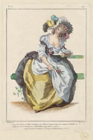 Gallerie des Modes et Costumes Français. 44e Cahier de Costumes Français, 39e Suite d'Habillemens à la mode.  &&.27, "L'agaçante Finette..."