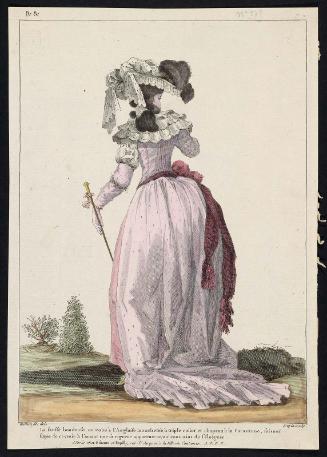 Gallerie des Modes et Costumes Français. 44e Cahier de Costumes Français, 39e Suite d'Habillemens à la mode.  &&.279, "La fausse boudeuse..."