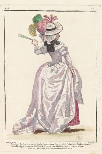 Gallerie des Modes et Costumes Français. 44e Cahier de Costumes Français, 39e Suite d'Habillemens à la mode.  &&.282 "Jeune Dame habillée de la maniere la plus étégante..."