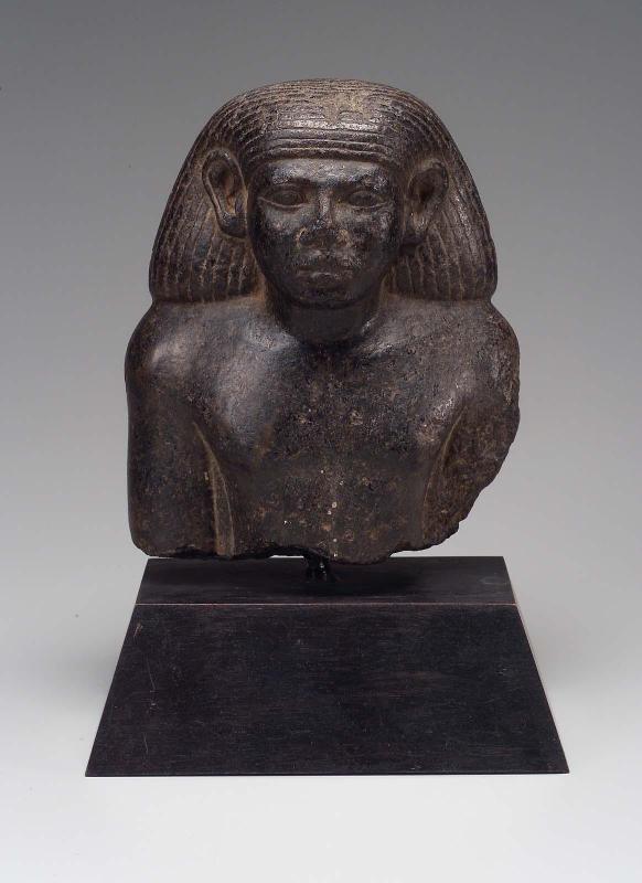 Head and shoulders of a male statue