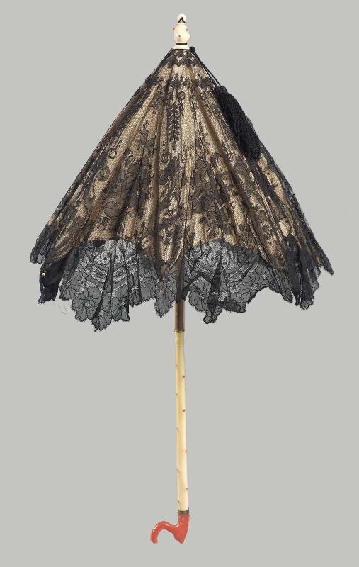 Black silk lace parasol