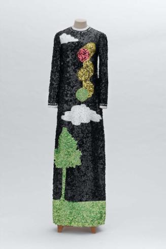 Woman's evening dress: "Pollution Alert"