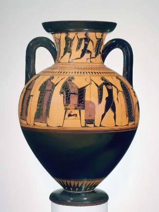 Two-handled jar (neck-amphora) with seated king and attendants
