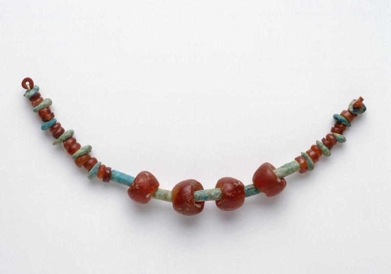 String of carnelian and faience beads