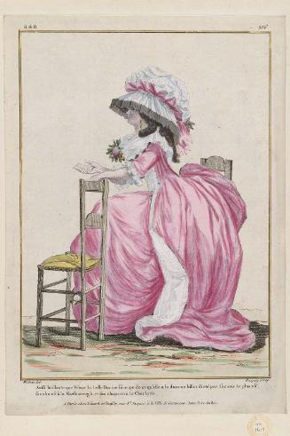 Gallerie des Modes et Costumes Français. 45e Cahier de Costumes Français, 40e Suite d'Habillemens à la mode en 1785.  aaa.286 "Aussi brillante que Vénus..."