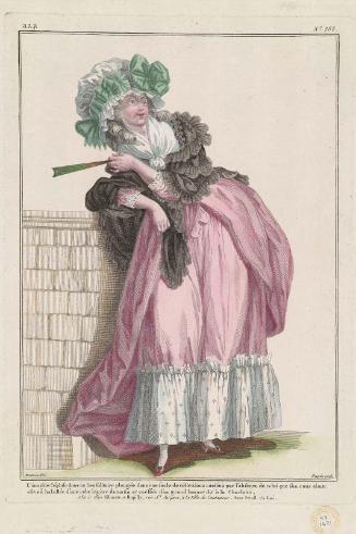 Gallerie des Modes et Costumes Français. 45e Cahier de Costumes Français, 40e Suite d'Habillemens à la mode en 1785.  aaa.288 "L'aimable Céphise..."