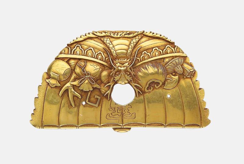 Kanamono and backplate in the form of the Seven Gods of Good Fortune and their Treasure Ship