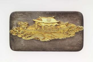 Kanamono in the form of a dragon ship and waves