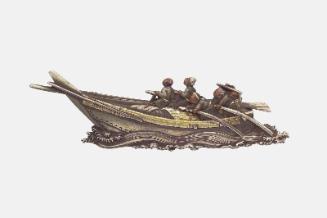 Kanamono in the form of five figures rowing a cargo boat