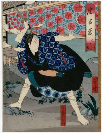 Actor Arashi Rikaku II as Teraoka Heiemon in Act VII of Chûshingura