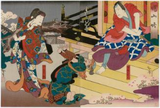 Actors Mimasu Daigorô IV as Sakata Kurando (R) and Nakamura Utaemon IV as Yaegiri (L), in Komochi Yamanba