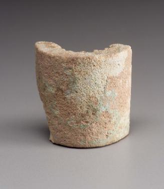 Fragment of hollow cylinder white body, blue glaze