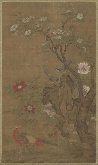 Birds and flowers, pheasants, peonies