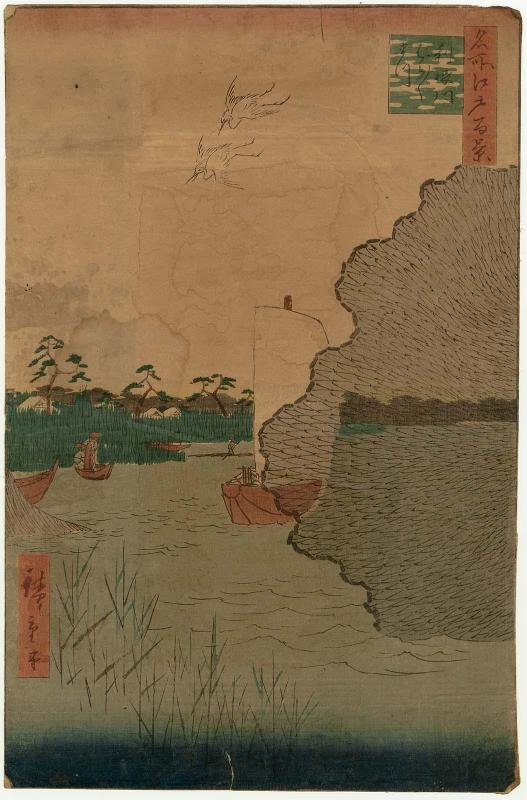 Scattered Pines, Tone River (Tonegawa Barabara-matsu), from the series One Hundred Famous Views of Edo (Meisho Edo hyakkei)