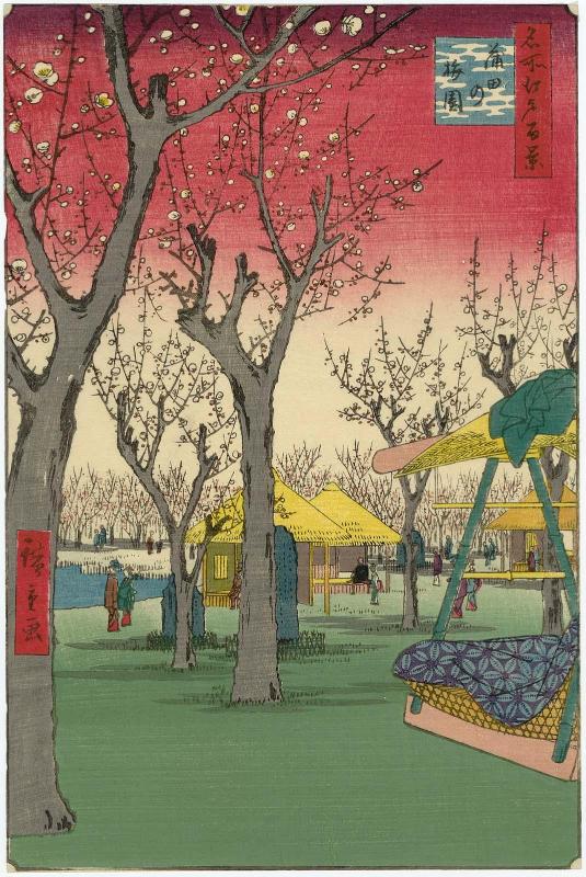 Plum Garden, Kamata (Kamata no umezono), from the series One Hundred Famous Views of Edo (Meisho Edo hyakkei)
