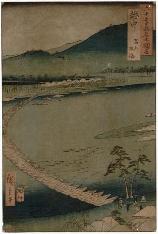 Etchû Province: Toyama, Pontoon (Etchû, Toyama, Funabashi), from the series Famous Places in the Sixty-odd Provinces [of Japan] ([Dai Nihon] Rokujûyoshû meisho zue)