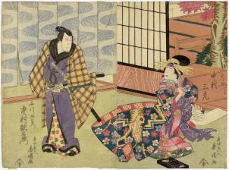 Actors Nakamura Sankô I as the courtesan Takigawa (R) and Nakamura Utaemon II as Ishikawa Goemon (L)