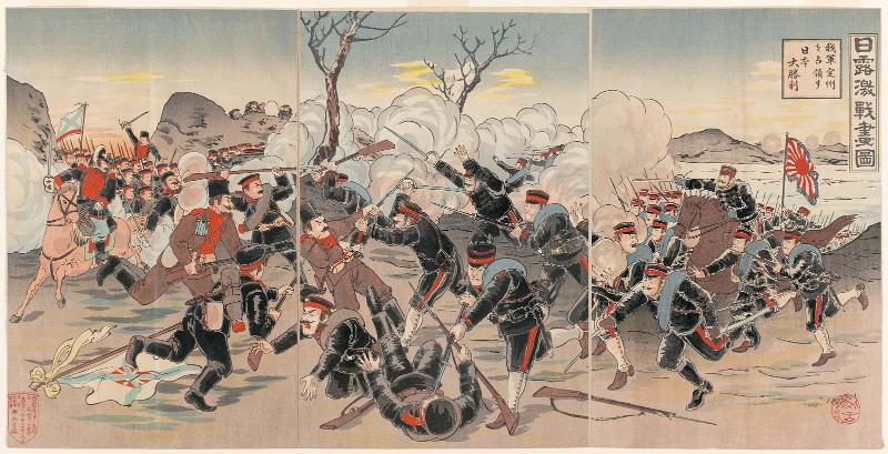 Illustration of a Fierce Russo-Japanese War Battle: Our Troops Occupy Chongju, a Great Japanese Victory (Nichiro gekisen gazu, Teishû o senryô su, Nihon dai shôri)