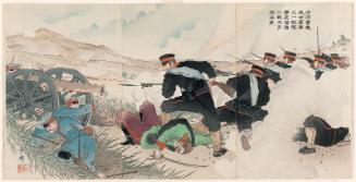 In the Battle of the Sha River, a Company of Our Right-Wing Forces Drives a Strong Enemy Force to the Left Bank of the Taizi River (Shaka no kaisen ni waga uyokugun no ichi jûtai gankyô no teki o Taishika no sagan ni gekitsui)