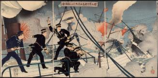 Kabayama, the Head of the Naval Commanding Staff, onboard Seikyômaru, Attacks Enemy Ships (Kabayama gunreibuchô Seikyômaru o motte tekikan ni ataru)