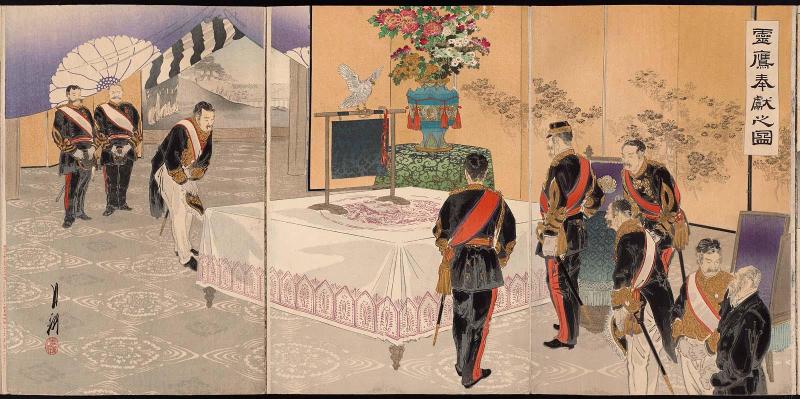 Presenting the Portentous Eagle to the Emperor (Reiyô hôken no zu)