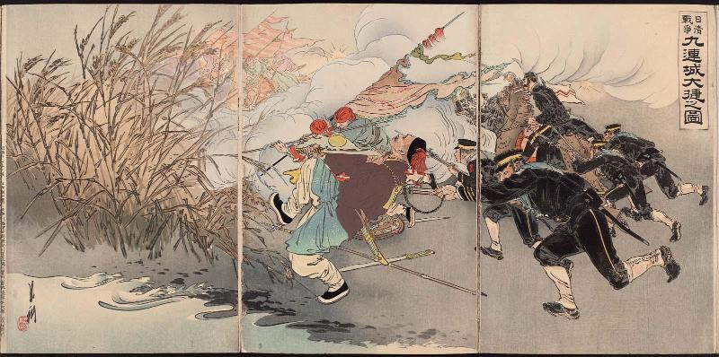 Sino-Japanese War: Picture of the Great Victory at Jiuliancheng (Nisshin-sensô Kyûrenjô daishô no zu)