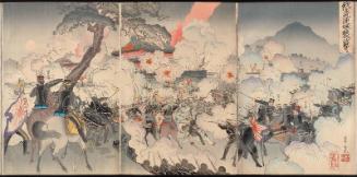 Our Army Attacks Enemy Troops at Jiuliancheng (Wagagun Kyûrenjô no tekihei o kôgeki su)
