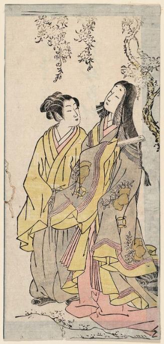 Court Lady and Attendant under Cherry Blossoms
