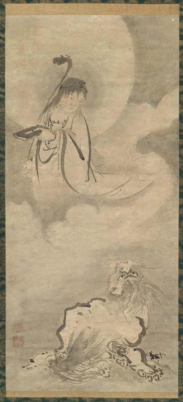Monju, the Bodhisattva of Wisdom, and Lion