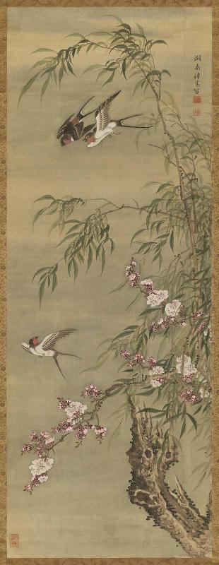 Swallows, Peach Blossoms, and Willows
