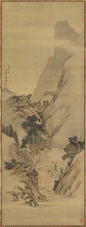 Chinese Scholars Strolling Along a Ravine