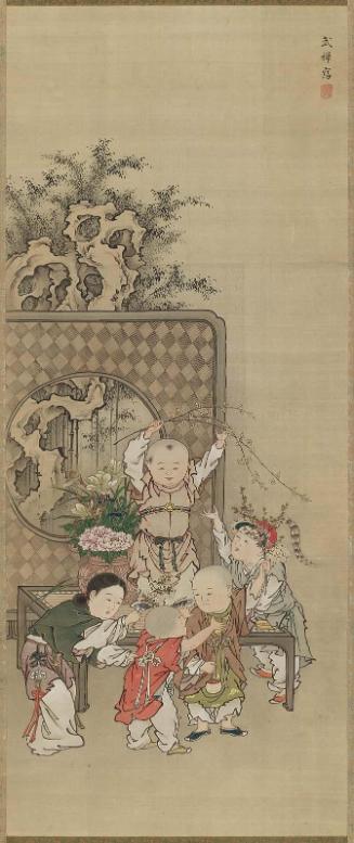 Chinese Children at Play in Spring