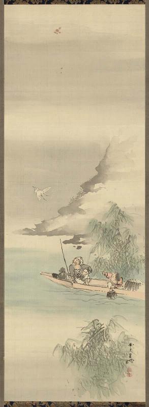 Fisherman Watching Egret