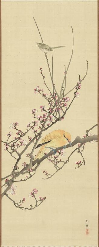 Oriole, Bush Warbler, and Blossoming Plum