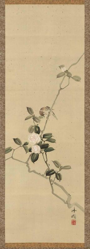 Sparrow and Camellias