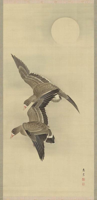 Geese Flying in the  Moonlight