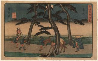 Akasaka, from the series The Fifty-three Stations of the Tôkaidô Road (Tôkaidô gojûsan tsugi no uchi), also known as the Gyôsho Tôkaidô