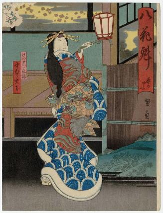 Actor Nakamura Daikichi III as the Courtesan (Keisei) Kakitsu, in the Play Yatsu no Hanafusa