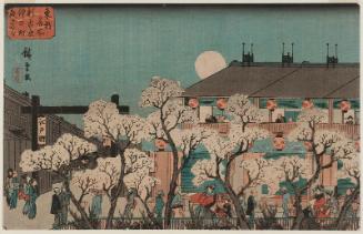 Cherry Blossoms at Night on Naka-no-chô in the New Yoshiwara (Shin Yoshiwara Naka-no-chô yozakura), from the series Famous Places in the Eastern Capital (Tôto meisho)