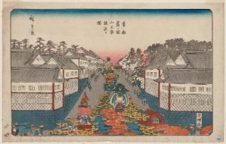 The Sannô Festival Parade at Kasumigaseki (Kasumigaseki Sannô matsuri nerikomi no zu), from a series Famous Places in the Eastern Capital (Tôto [meisho])