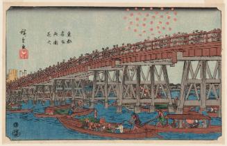 Fireworks at Ryôgoku Bridge (Ryôgoku hanabi), from the series Famous Places in the Eastern Capital (Tôto meisho)