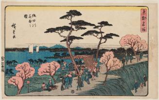 Cherry Blossoms in Full Bloom along the Sumida River (Sumidagawa hanazakari no zu), from the series Famous Places in the Eastern Capital (Tôto meisho)
