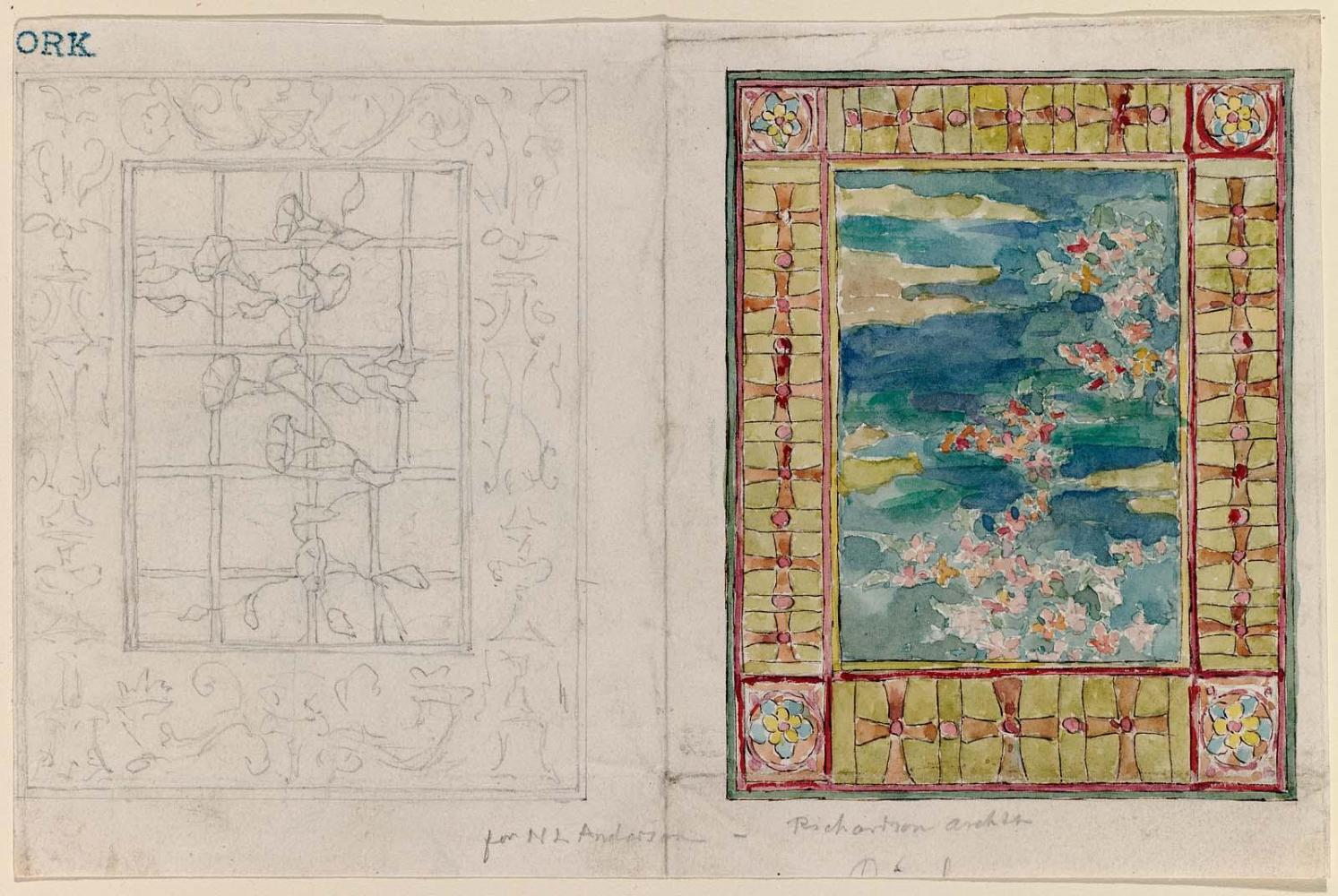 Window design for the house of Nicholas Longworth Anderson, Washington D.C.