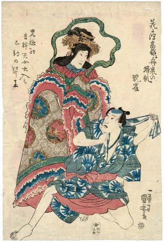 Actor Nakamura Utaemon IV as both a Heavenly Maiden and a Boatman