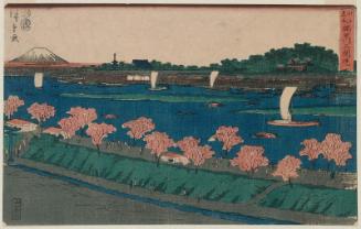 Mimeguri Embankment on the Sumida River (Sumidagawa Mimeguri tsutsumi), from the series Famous Places in Edo (Edo meisho)