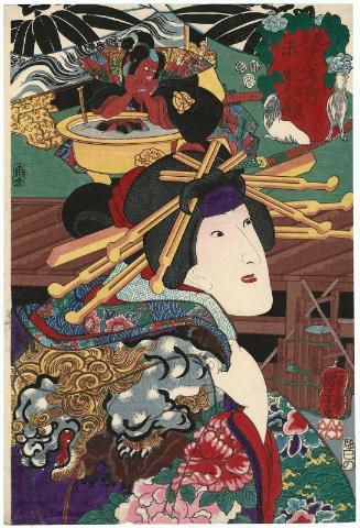 Goat (Hitsuji): (Actor Onoe Kikujirô II as) Akoya, from the series Selections for the Twelve Zodiac Signs (Mitate jûnishi no uchi)