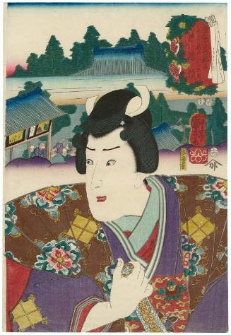 The Eleventh Month (Jûichigatsu): (Actor Iwai Kumesaburô III as) Katsuyori at Horinouchi, from the series Selections for Famous Places in Edo in the Twelve Months (Edo meishô mitate jûni kagetsu no uchi)